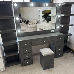 New Grey Vanity With Stool 