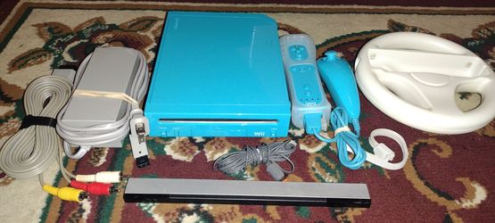 BLUE NINTENDO WII 256GB CUSTOM SYSTEM CONSOLE WITH 140 GAMES MICHAEL JACKSON MARIO KART JUST DANCE  CALL OF DUTY