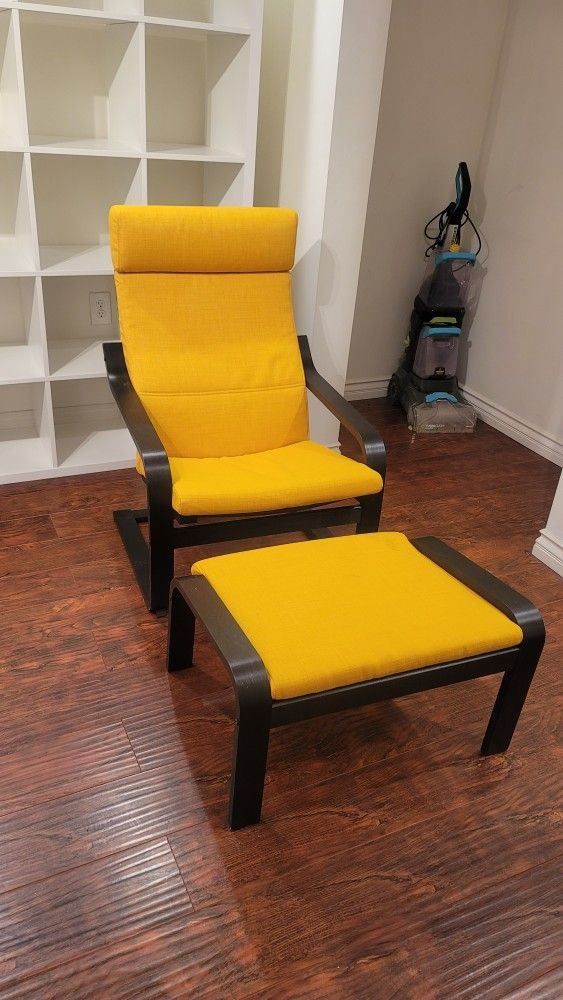 Ikea Poang Lounge Chair With Ottoman Yellow