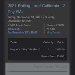 Rolling Loud California GA+ Ticket
