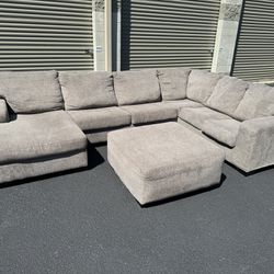 Large Gray Sectional With Ottoman