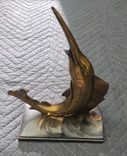 Vintage Heavy Brass Martin Fish Figurine