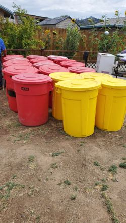 55 gallons plastic trash can with lids $50 each, baracades $30 each,fire extinguisher with stands $65 each