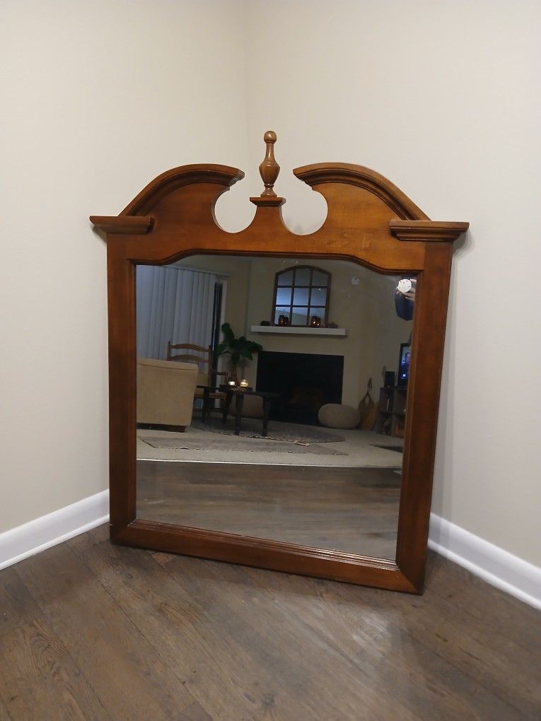 Large Antique Dark Wood Mirror