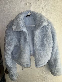 Fashion nova fuzzy cropped blue jacket 💙