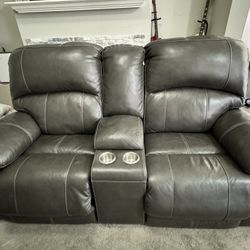 Electric Suede Leather Recliner Couch