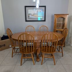 Dining Table And Six Chairs,Hutch And Curio Cabinet 