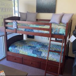 💥HUGE Bunkbed Blowout Sale!💥 Twin Twin Wood Bunkbed W/ Slats! Brand New In Box! $50 Down Takes It Home Today!