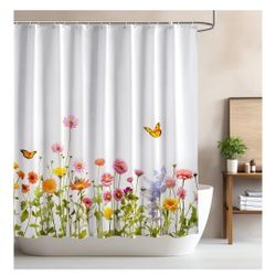 ARICHOMY Shower Curtain, Polyester Farmhouse Shower Curtain w/Hooks - New
