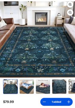 Area Rug 6'x9',Dark Blue