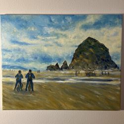 Original impressionistic oil painting of Cannon Beach, 16x20 on canvas