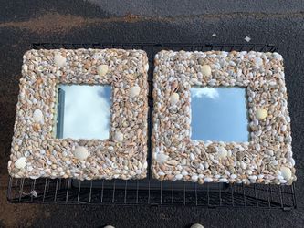 Crate and Barrel Shell Mirrors Pair