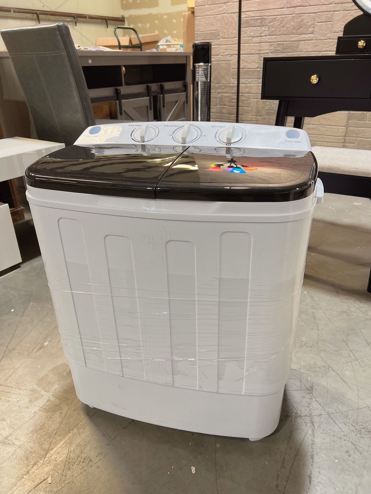 Mini Twin Tub Washing Machine with Drying Rack, 13lbs Portable Laundry Washer and 9lbs Spinner, Convenient and Efficient for Dorms, Apartment (22lbs)