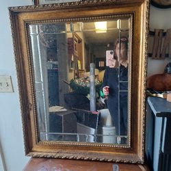 Vintage Shaby Chic Gold Rimmed Mirror