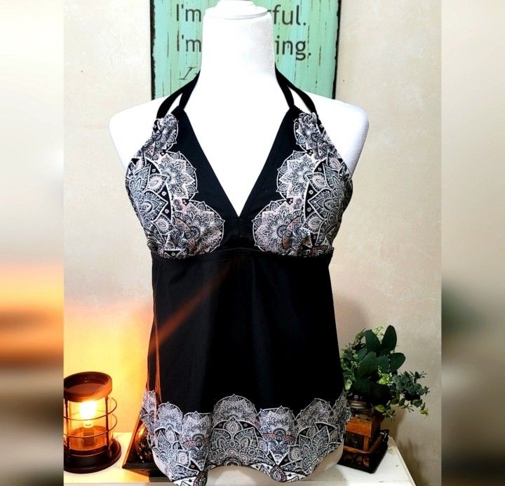 Swimsuits For All Tankinis Apron Halter Tankini Top