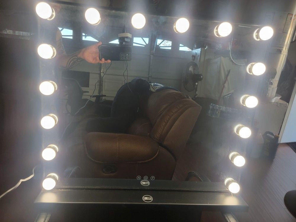 Vanity Mirror - Jet Black Lurella 16 Bulb