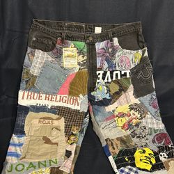 Vintage Patchwork Denim Levis Jeans 560 Loose Fit Distressed Rare Find Collector