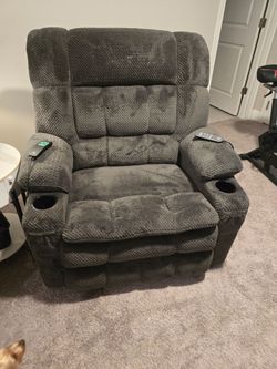 MCombo Luxury Power Lift Chair - Dark Gray Fabric Recliner w/ Heat & Massage