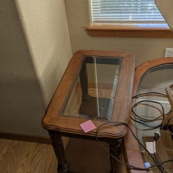 Hardwood And Glass Side Table