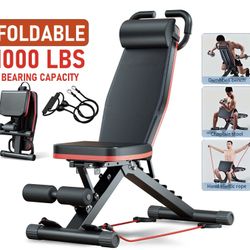 Adjustable Foldable Weight Bench – 1000 lb Capacity + Resistance Bands 