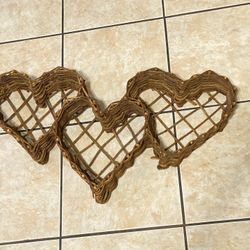 Vintage Three Heart Shaped Twig Basket Home Decor Rustic Country Farmhouse Storage Photo Prop RhymeswithDaughter