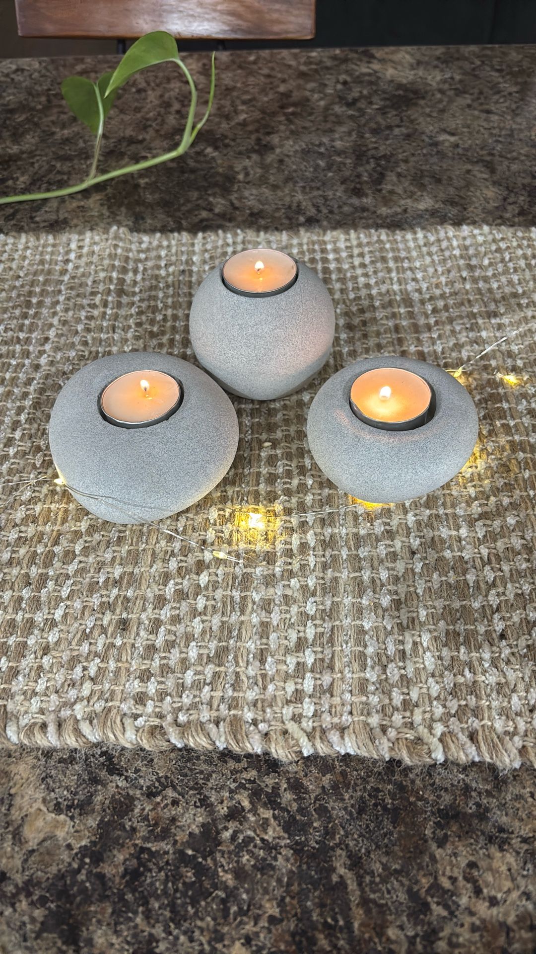 Handmade Concrete Tea light Candle Holder Set