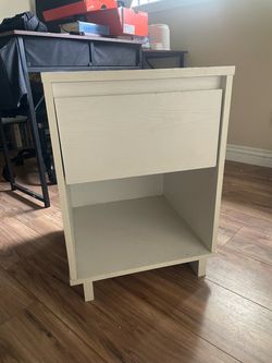 White Nightstand with Drawer and Open Shelf