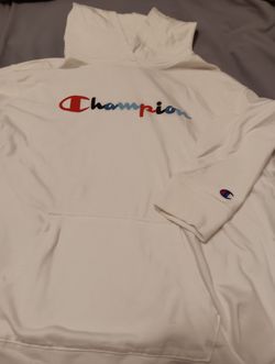 Light weight youth Champion Script Logo Pullover Hoodie White