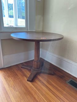Wood pedestal tables (5)