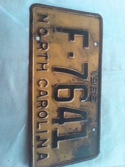 License plate North Carolina 1966