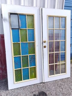 Double Entry Glass Window Door - Fiberglass or Wood - 77" Tall