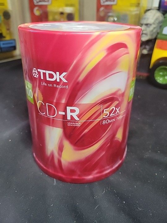 NEW TDK Blank Recordable CD-R 100 Pack 700MB 80 Min 52x Speed J1-1 FACTORY SEAL