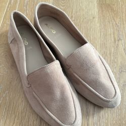 Aldo Timeless Suede Leather Women Flats Beige US 7.5
