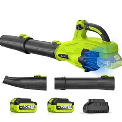 21V Leaf Blower Cordless with 2*4.0ah Battery and Fast Charger, Electric Blowers with 650CFM&170MPH