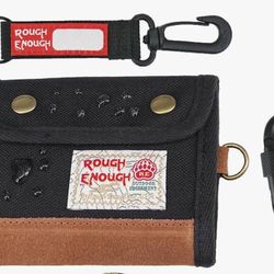  RE ROUGH ENOUGH Visit the Store Rough Enough Boys Wallet for Kids Preppy Teen with Keychain Button Closure Classic Vintage Stylish Black Cordura