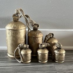 Shabby Chic Vintage Country Rustic Style Bells Handmade Large Metal Harmony Christmas Hanging Cow Bells