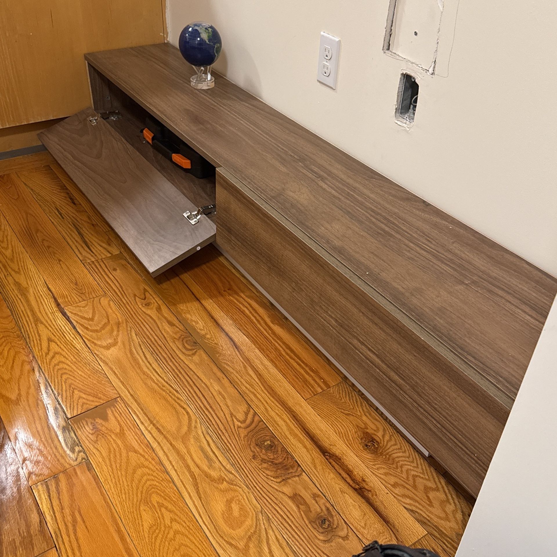 Walnut/White Pritts TV Stand for TVs up to 75" And 2 Shelves