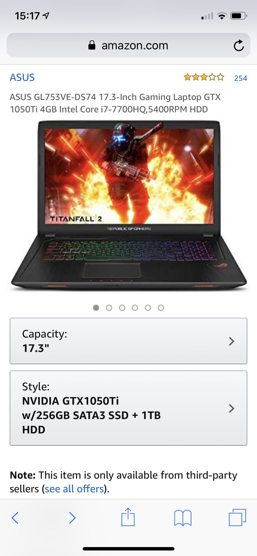 Asus 17.3 inch gaming laptop