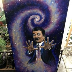 Large Galaxy Neil Degrasse Tyson Portrait - Trippy Painting, 2x4' 