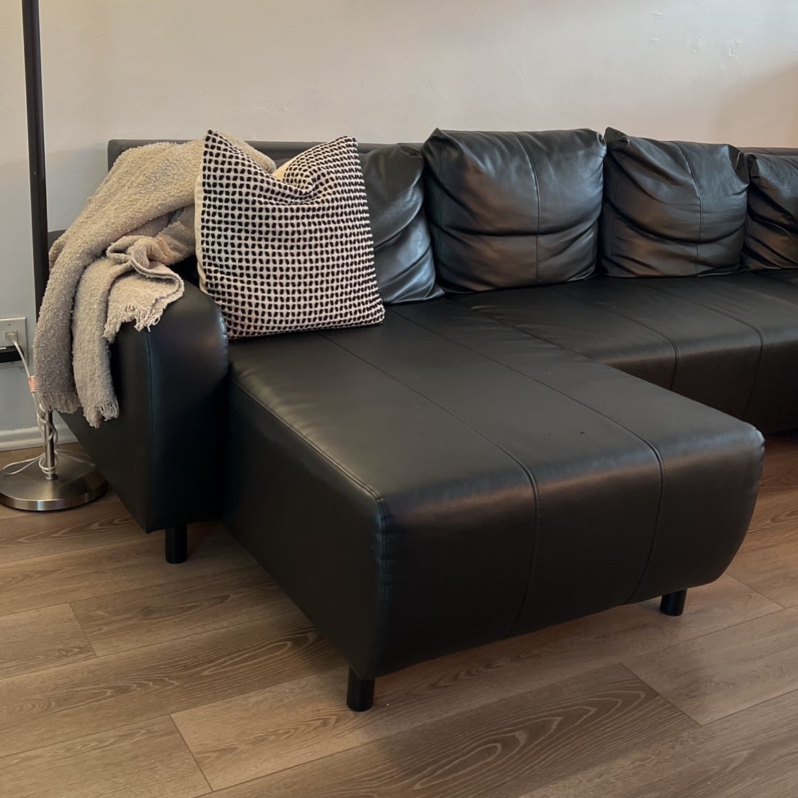 Black leather Ikea Sectional Sofa