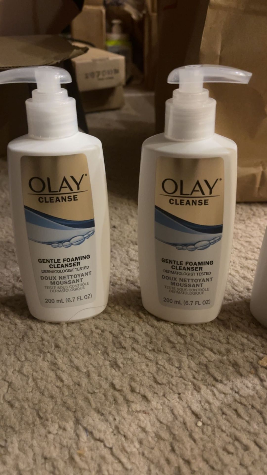 Newly purchased.  Take all for only $10  2 Olay gentle foaming (200 ml per bottle) Dove shampoo (355 ml) 3 old spice body wash (89ml per bottle)
