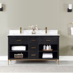 60” Bathroom Vanity In Black