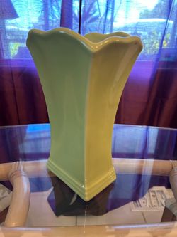 Vintage Ceramic Vase Green and Yellow