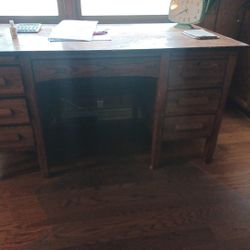 Solid Oak Desk Antique 