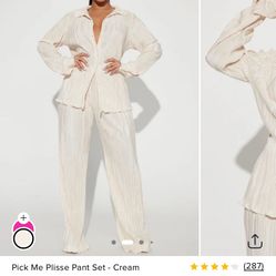 Textured Pant Set-Cream 