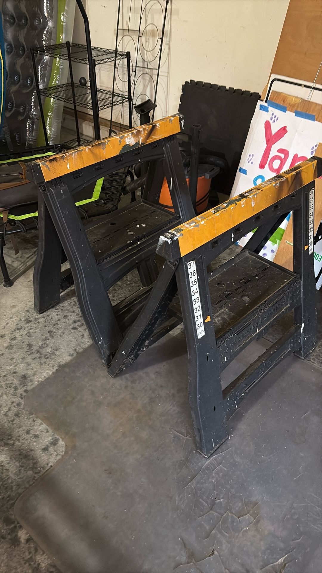 2 Lightweight Adjustable Plastic Sawhorses