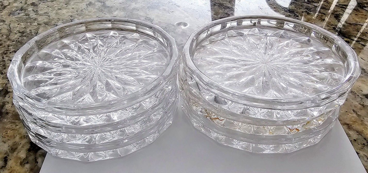 6 Vintage Lead Crystal Coasters
