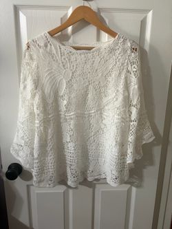 White Crochet Lace Flowy Top
