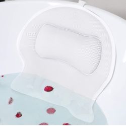 Bath Pillow for Tub Comfortable 3D Air Mesh Bathtub Pillow for Neck and Back Support Bath Tub Pillow with Strong Suction and Machine Washable Bag Whit