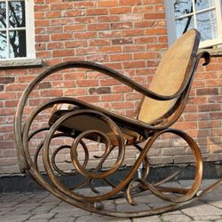 Thonet Style Cane Back Rocking Chair 